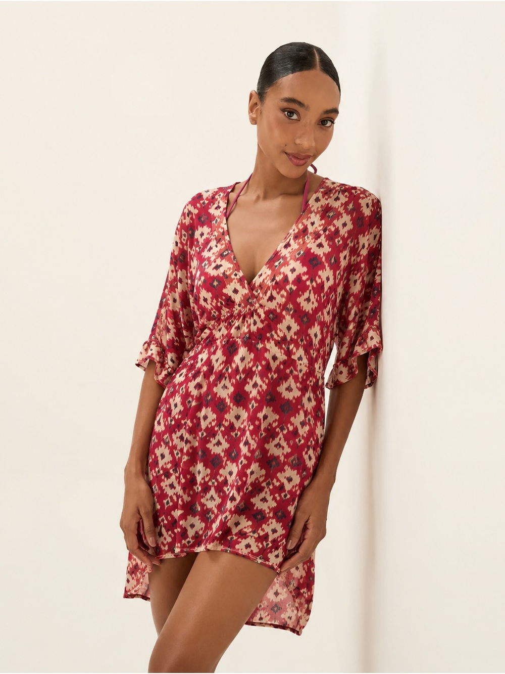 ViX Paula Hermanny Ikat Print Swim Cover Up Tunic Women Size M